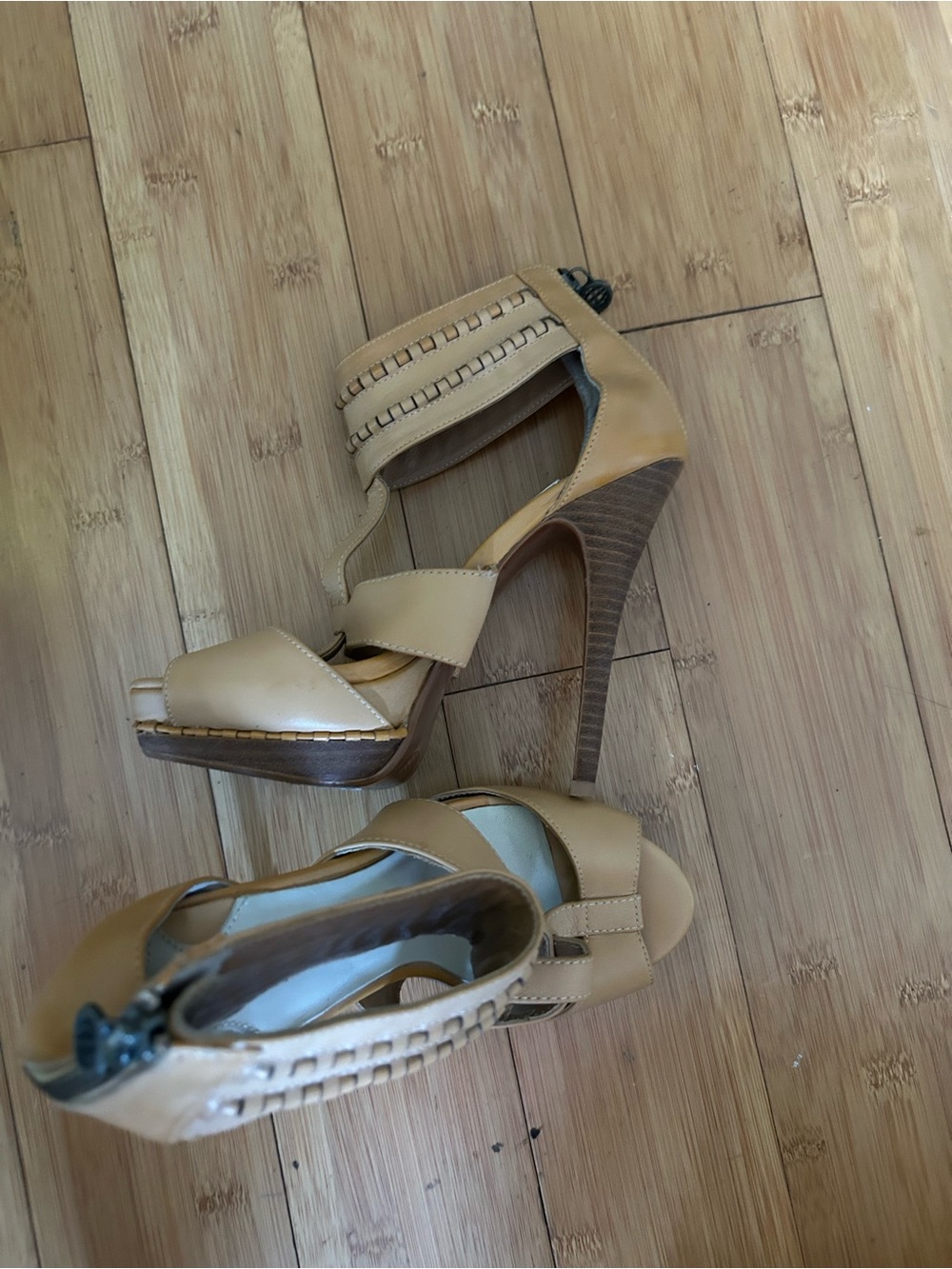 Leon Max  Xile Leather Back Zip Stiletto Platform Sandals